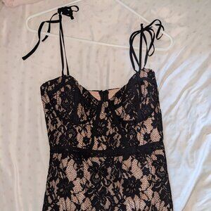 Black floral pattern mini dress